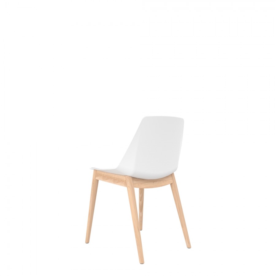 Polypropylene Shell Chair With Upholstered Seat Pad and Beech Wooden 4-Leg Frame